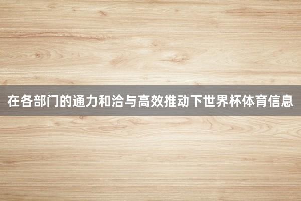 在各部门的通力和洽与高效推动下世界杯体育信息
