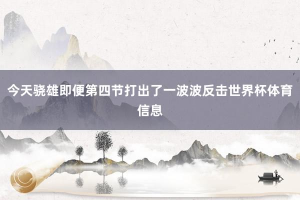 今天骁雄即便第四节打出了一波波反击世界杯体育信息
