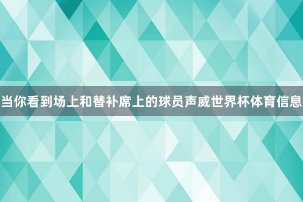当你看到场上和替补席上的球员声威世界杯体育信息