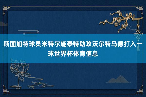 斯图加特球员米特尔施泰特助攻沃尔特马德打入一球世界杯体育信息