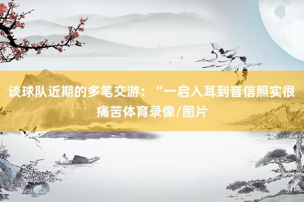 谈球队近期的多笔交游：“一启入耳到音信照实很痛苦体育录像/图片