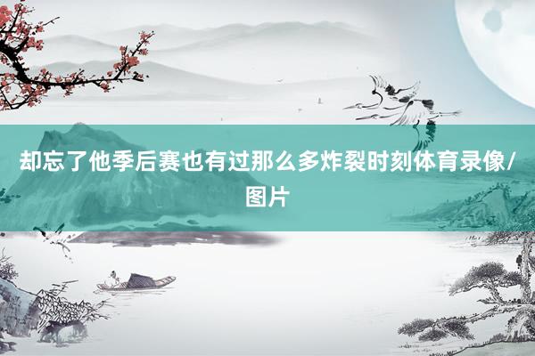 却忘了他季后赛也有过那么多炸裂时刻体育录像/图片