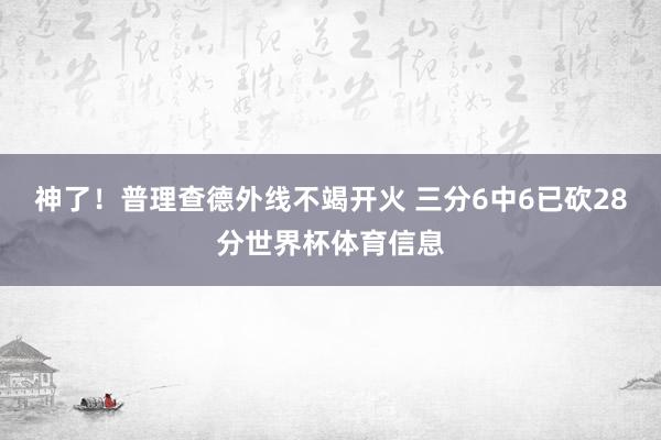 神了！普理查德外线不竭开火 三分6中6已砍28分世界杯体育信息
