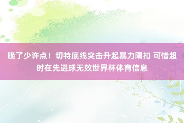 晚了少许点！切特底线突击升起暴力隔扣 可惜超时在先进球无效世界杯体育信息
